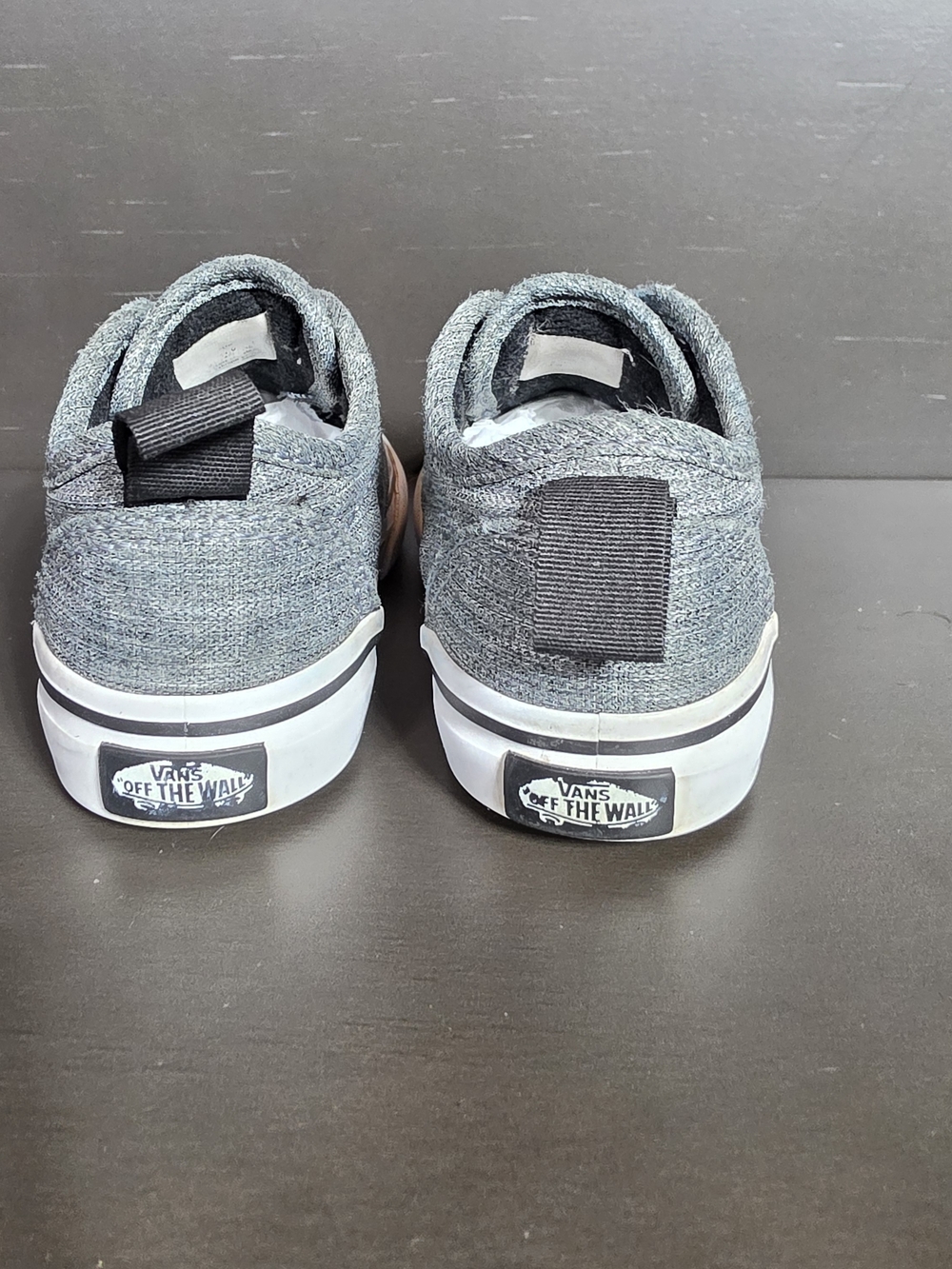 Vans Toddler 8 Grey Canvas Slip-On Sneakers Elastic Laces - Picture 5 of 9